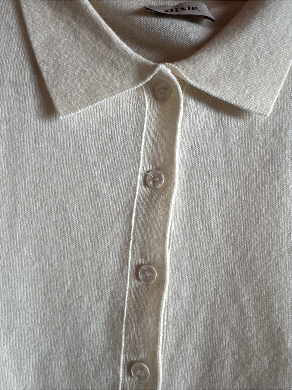 Dixie Italy 100% Wool Off White Polo Sweater Size S - Picture 4 of 8